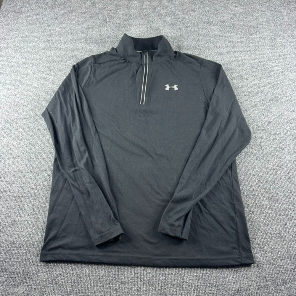 Under Armour Jacket Men M‎ Black 1/4 Zip Sweatshirt Pullover Mock Neck Running